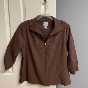 Bon Worth Brown Zipper Top, Women’s M